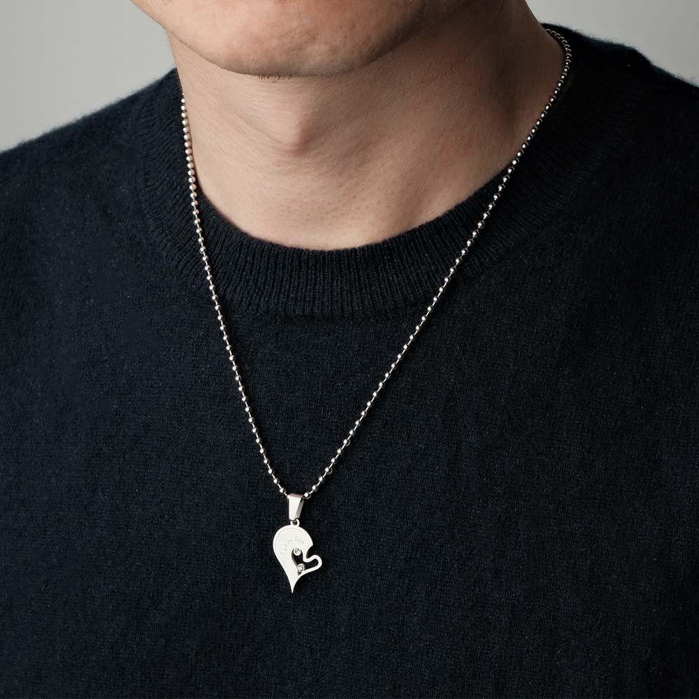 Set Di Collane Con Strass Ti Amo Con Incisione Personalizzata, Splendida Collana Con Cuore D'amore Per Coppie - soufeelit