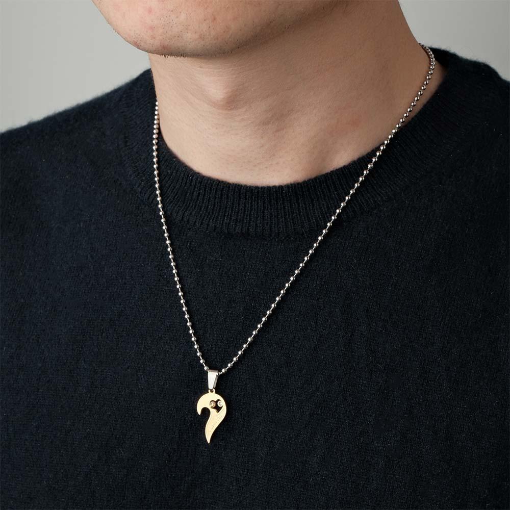Set Di Collane Con Strass Ti Amo Con Incisione Personalizzata, Splendida Collana Con Cuore D'amore Per Coppie - soufeelit