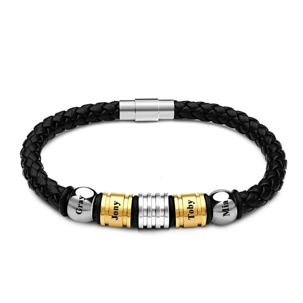 Bracciale Con Nome Personalizzato Intrecciato Con Perline, Regalo Semplice Per Uomo - soufeelit