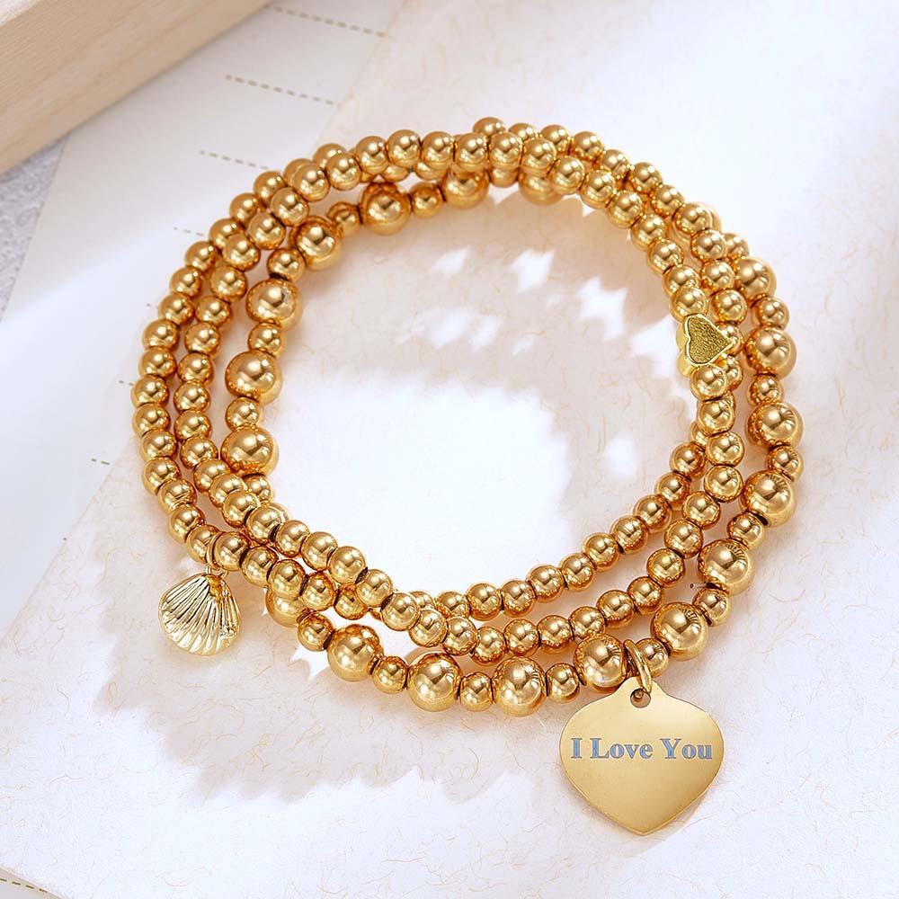 Bracciale Con Cuori D'amore Incisi Personalizzati, Regalo In Metallo Per Lei - soufeelit