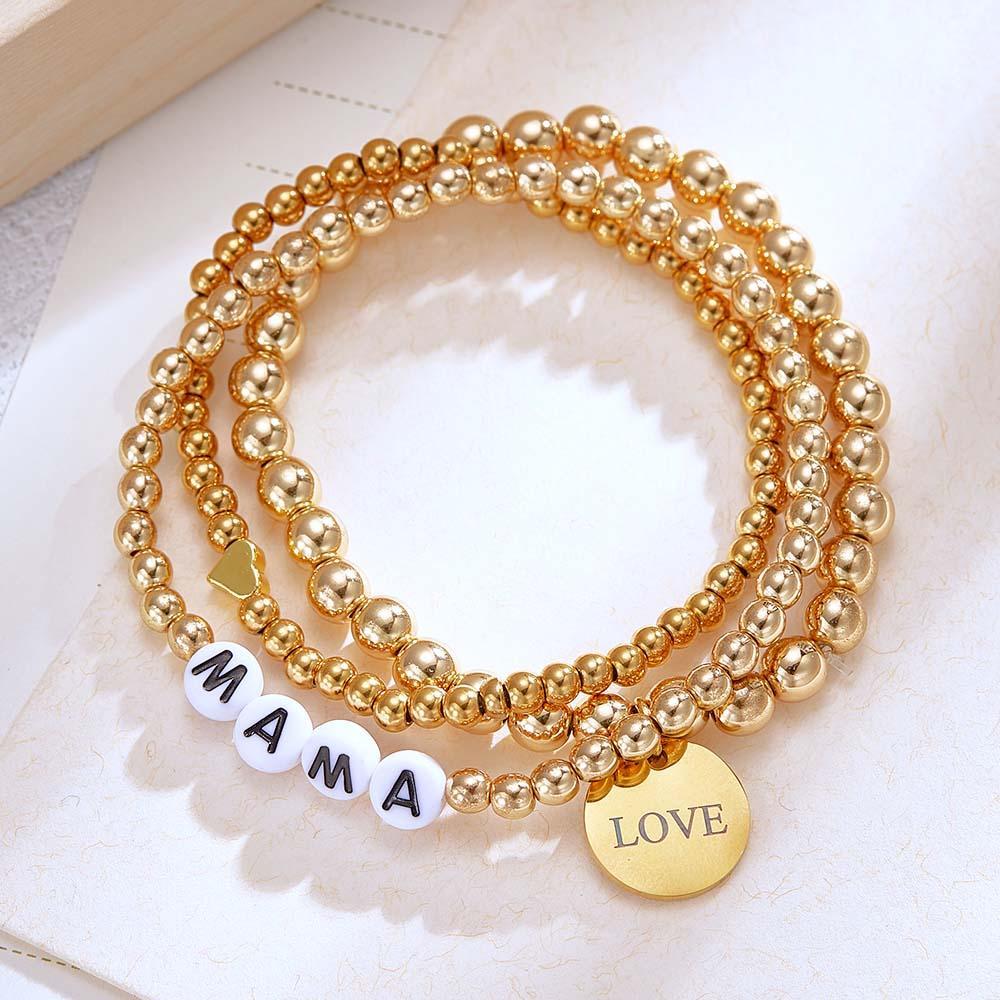 Bracciale Con Perline Con Nome Personalizzato. Regalo Per La Festa Della Mamma In Stile Bohémien - soufeelit
