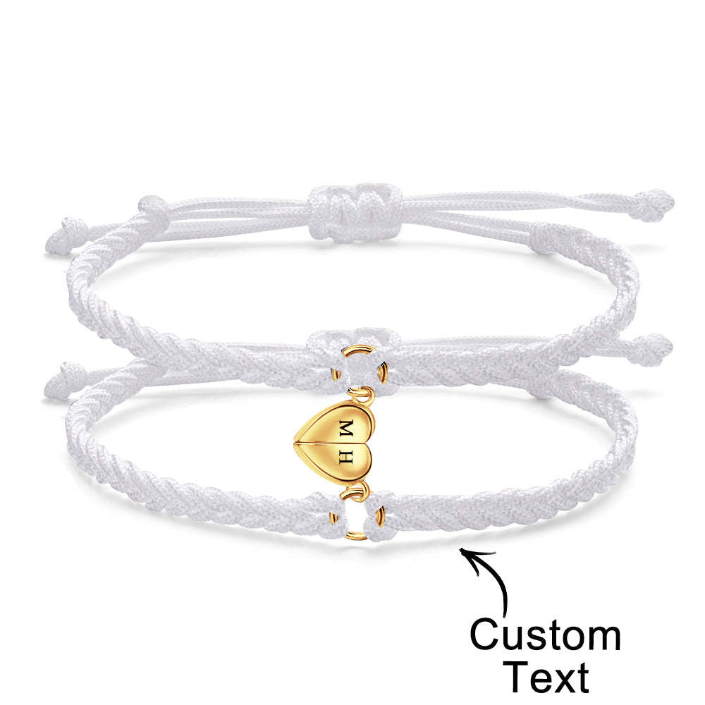Regalo Per Coppia Magnetica Con Braccialetto Con Lettera Personalizzata E Cuore Intrecciato - soufeelit