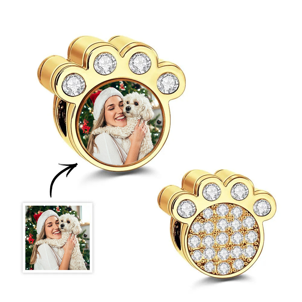 Ciondolo Personalizzato Con Foto Della Zampa Del Braccialetto. Ciondolo Con Immagine Personalizzata. Perlina Con Foto Di Animale Domestico Carino, Adatto Per Collana, Braccialetto, Regalo Di Anniversario Per Natale - soufeelit