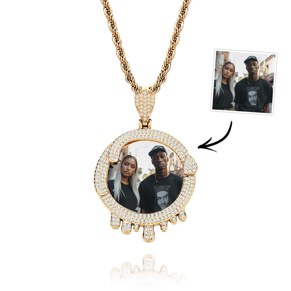 Collana Hip Hop Personalizzata Con Foto A Forma Di Goccia D'acqua Esagera Regali Di Gioielli Con Ciondolo Per Uomo - soufeelit