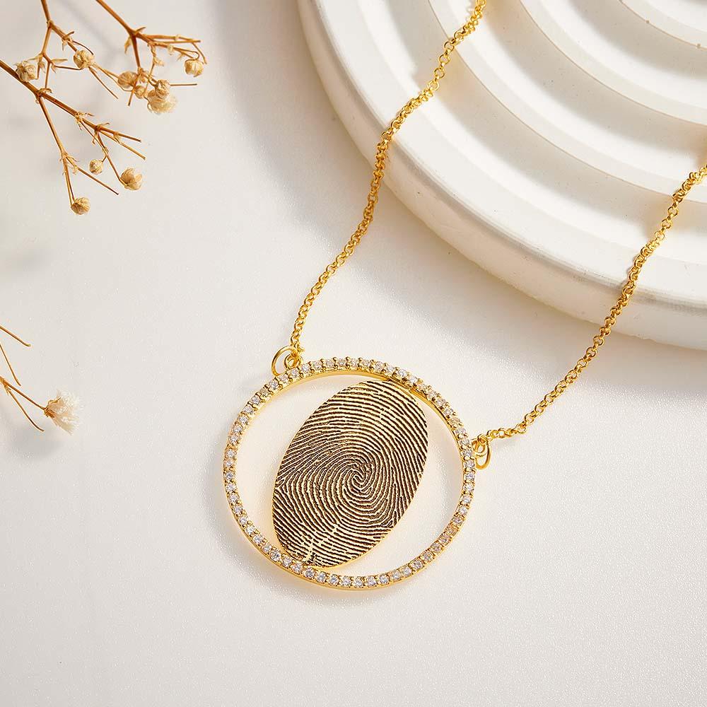 Collana Personalizzata Con Impronte Digitali Regali Commemorativi Di Gioielli Personalizzati Con Impronte Digitali Placcati In Oro 18 Carati - soufeelit