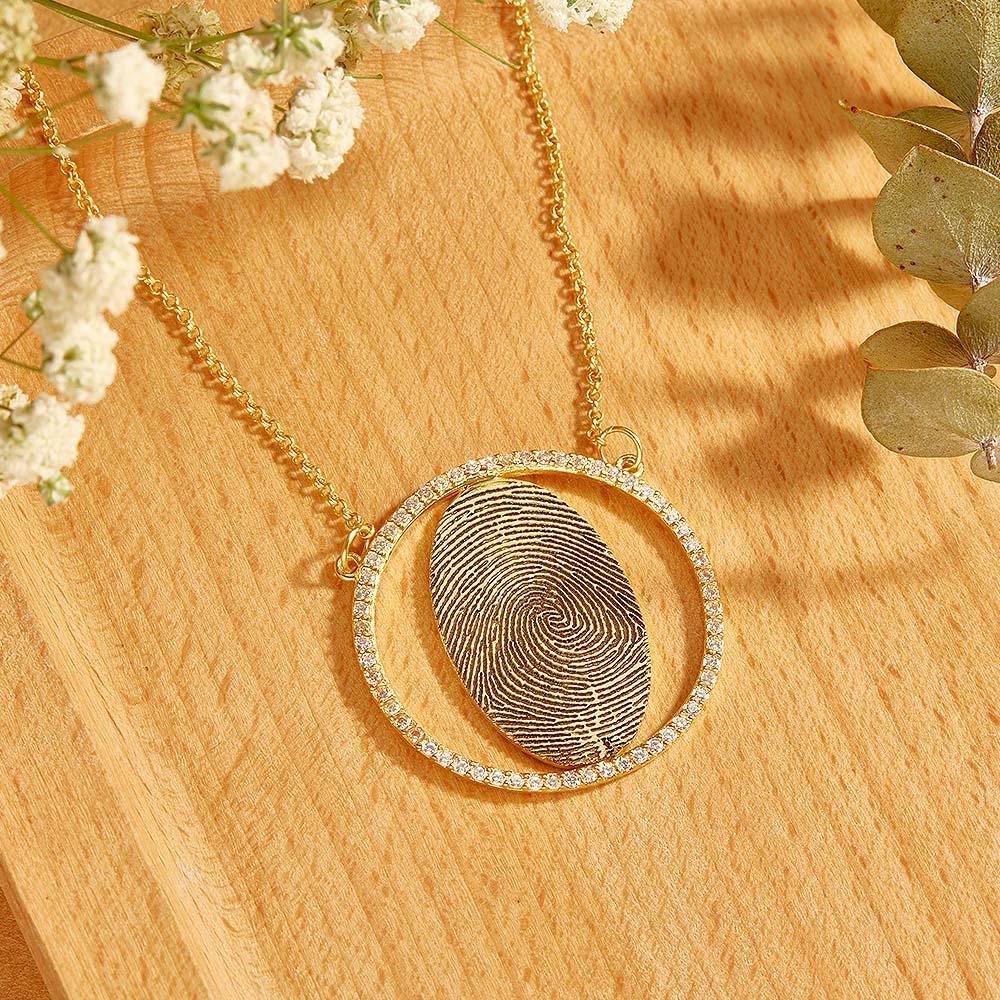 Collana Personalizzata Con Impronte Digitali Regali Commemorativi Di Gioielli Personalizzati Con Impronte Digitali Placcati In Oro 18 Carati - soufeelit