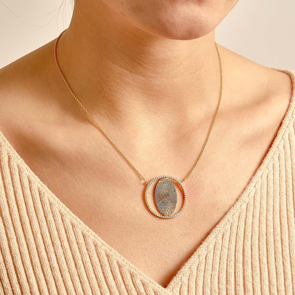 Collana Personalizzata Con Impronte Digitali Regali Commemorativi Di Gioielli Personalizzati Con Impronte Digitali Placcati In Oro 18 Carati - soufeelit