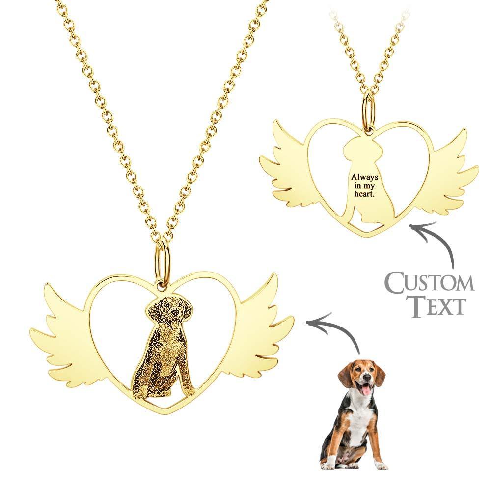 Collana Con Foto Personalizzata Incisa Angelo Animale Domestico Ricorda Regalo - soufeelit