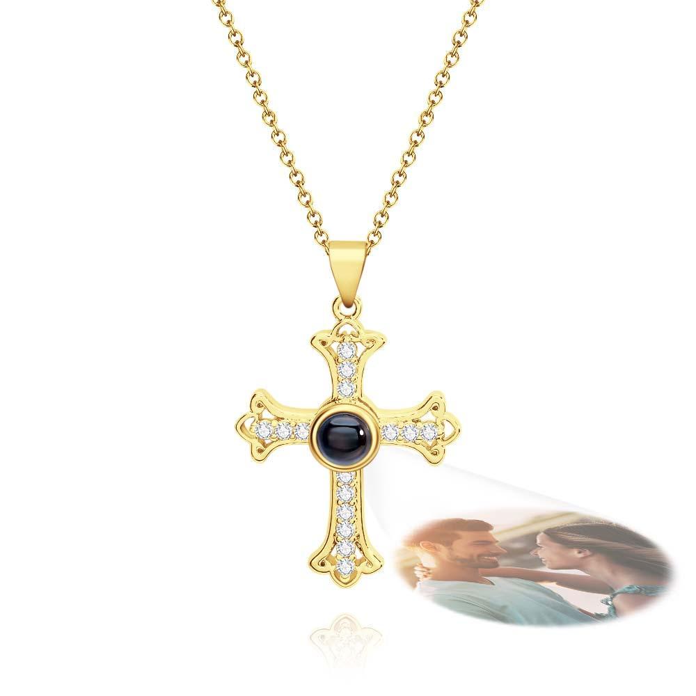 Collana Di Proiezione Personalizzata Regalo Di Moda Con Croce Di Diamanti - soufeelit