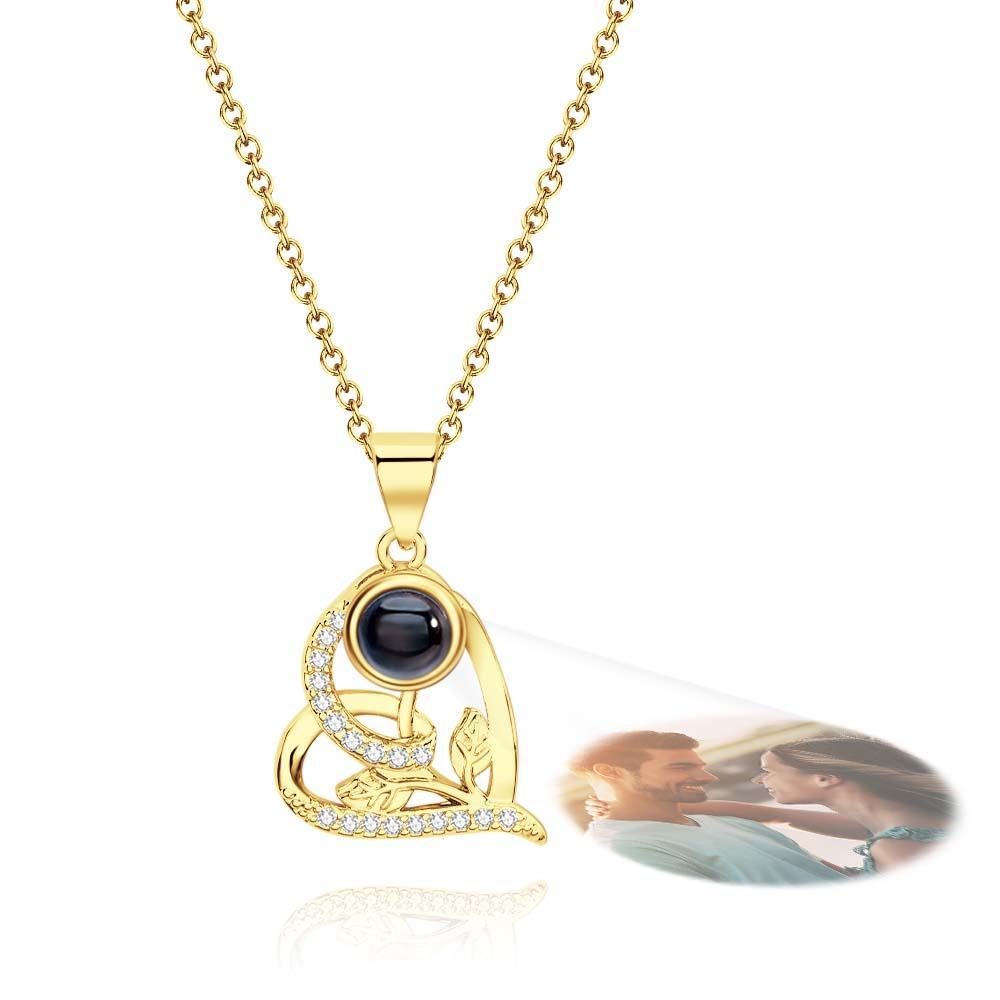 Collana Con Proiezione Personalizzata, Regalo A Forma Di Cuore Con Foglie, Per Lei - soufeelit