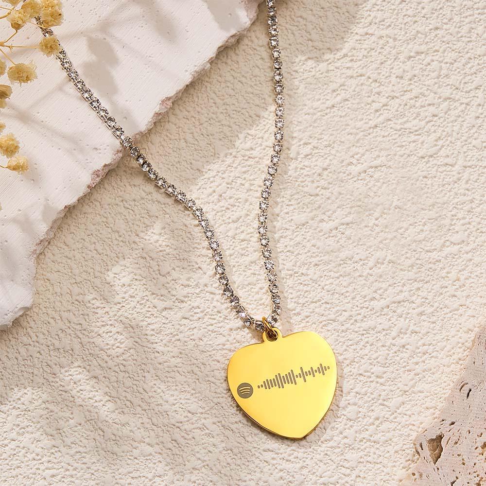 Collana Con Codice Spotify Personalizzato, Collana Con Catena Da Tennis, Collana Con Incisione, Regali Per Coppie - soufeelit