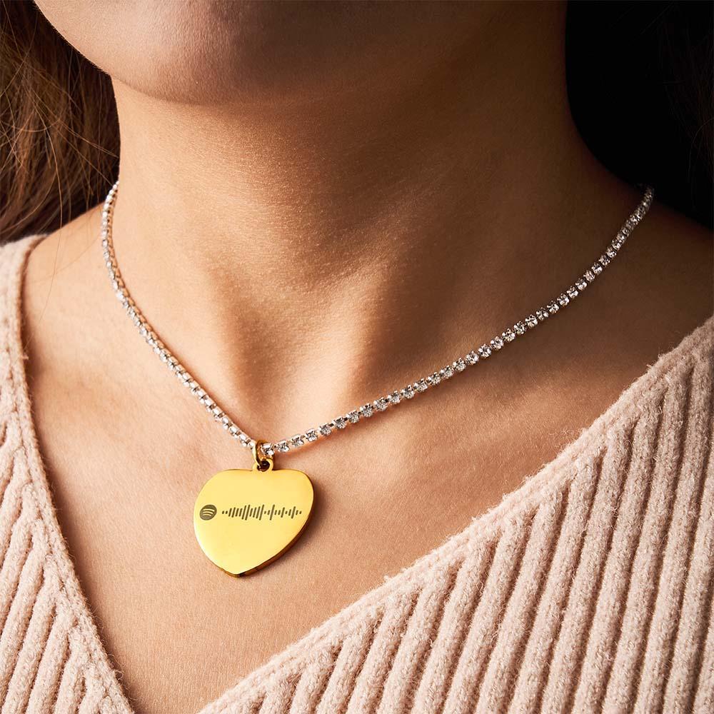 Collana Con Codice Spotify Personalizzato, Collana Con Catena Da Tennis, Collana Con Incisione, Regali Per Coppie - soufeelit