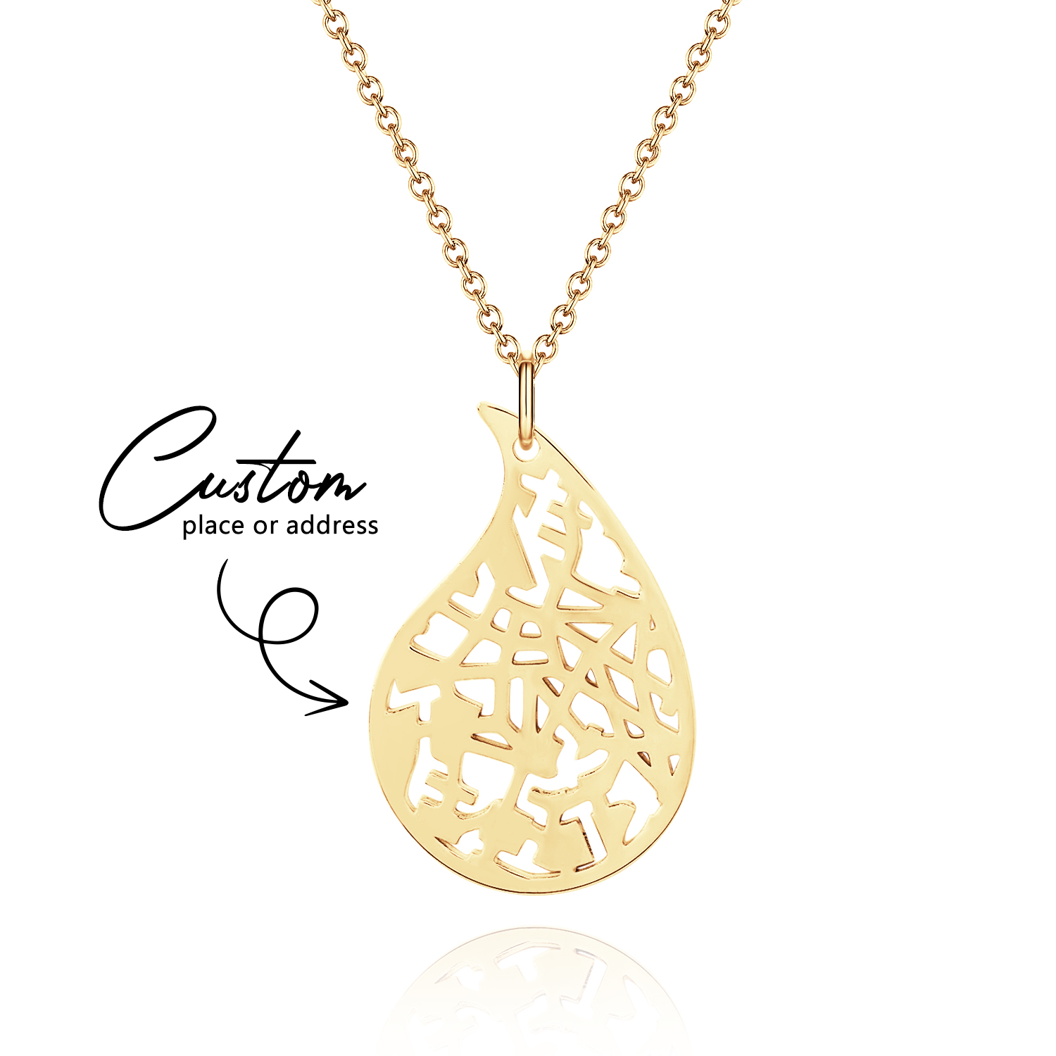 Collana Con Mappa Personalizzata Threads Of Life, Collana Con Mappa A Goccia D'acqua, Regalo Per Il Suo Anniversario - soufeelit