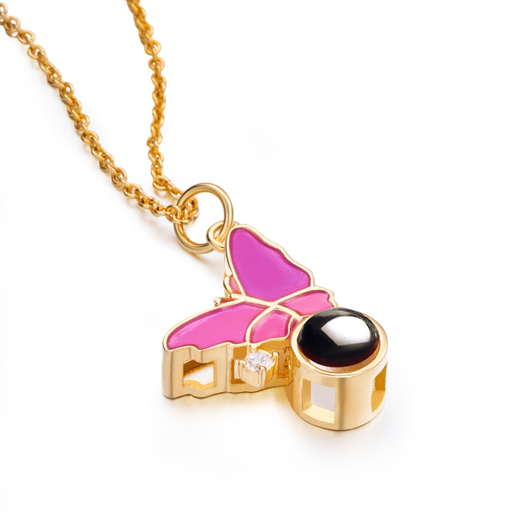 Collana Con Proiezione Di Farfalle Immagine Personalizzata All'interno Del Ciondolo Gioielli Ricordo Regalo Per Migliore Amico Alla Moda - soufeelit