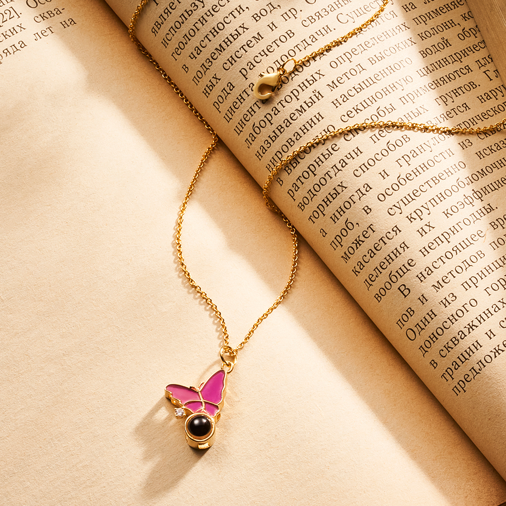 Collana Con Proiezione Di Farfalle Immagine Personalizzata All'interno Del Ciondolo Gioielli Ricordo Regalo Per Migliore Amico Alla Moda - soufeelit