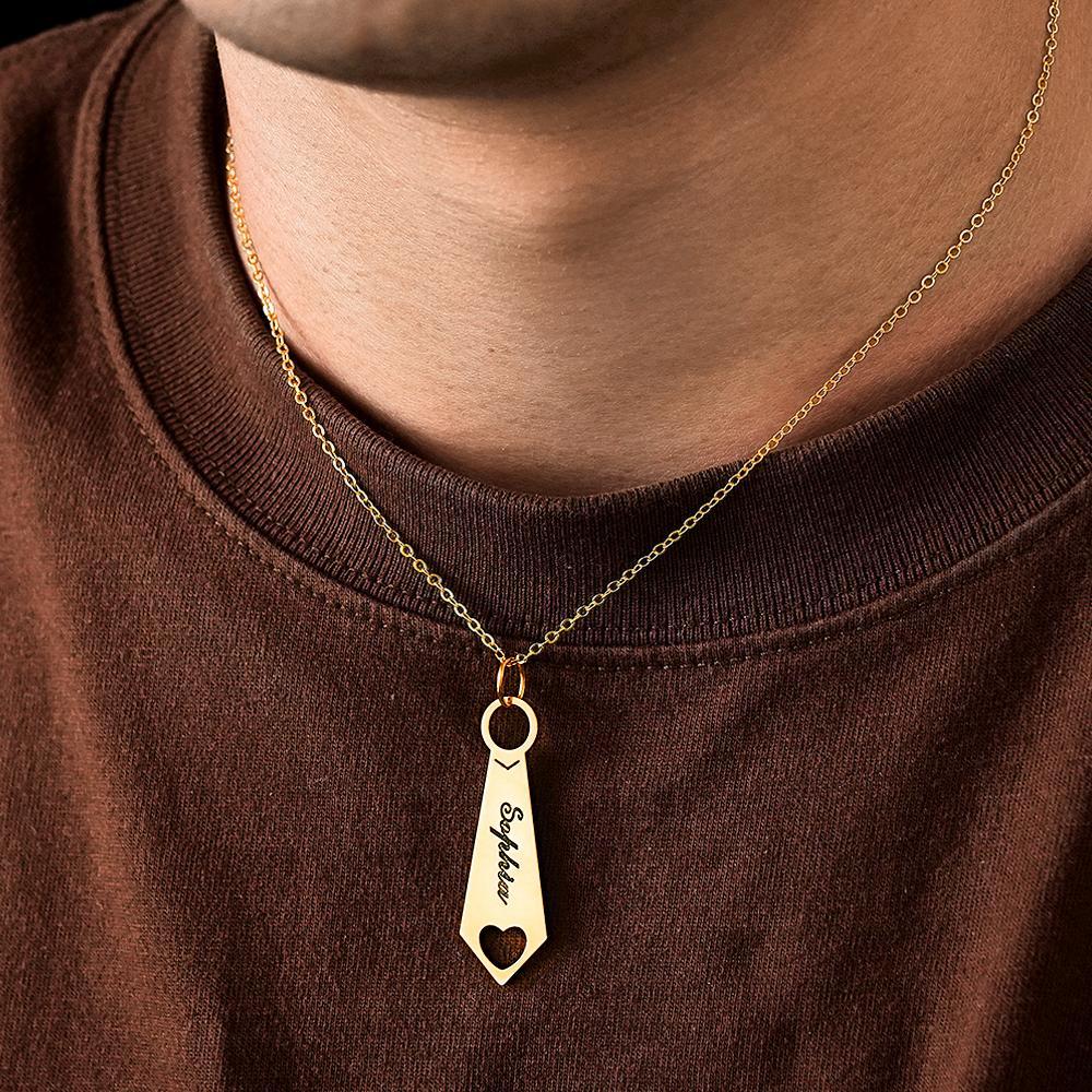 Collana Con Nome Personalizzato Cravatta In Metallo Regali Unici Per Papà - soufeelit