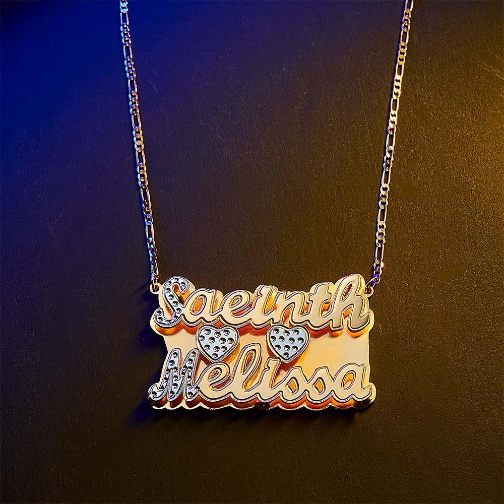 Collana Con Nome Personalizzato A Due Linee, Collana Di Gioielli In Metallo Hip-hop, Regali Per Uomo - soufeelit