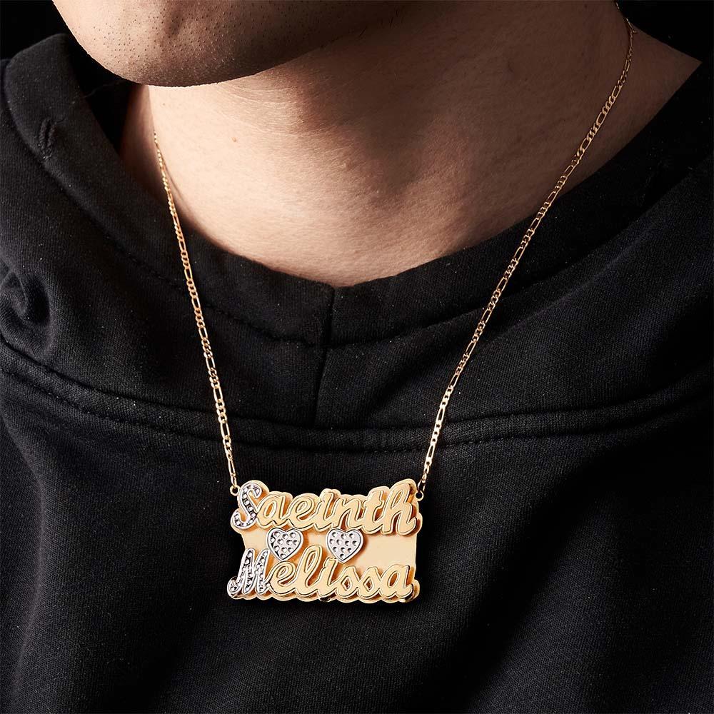 Collana Con Nome Personalizzato A Due Linee, Collana Di Gioielli In Metallo Hip-hop, Regali Per Uomo - soufeelit
