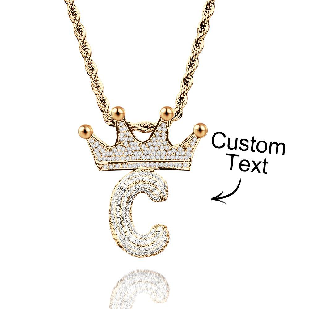 Collana Con Nome Personalizzato Con Corona Collana Hip-hop Con Catena Di Lettere Alla Moda Per Uomo - soufeelit