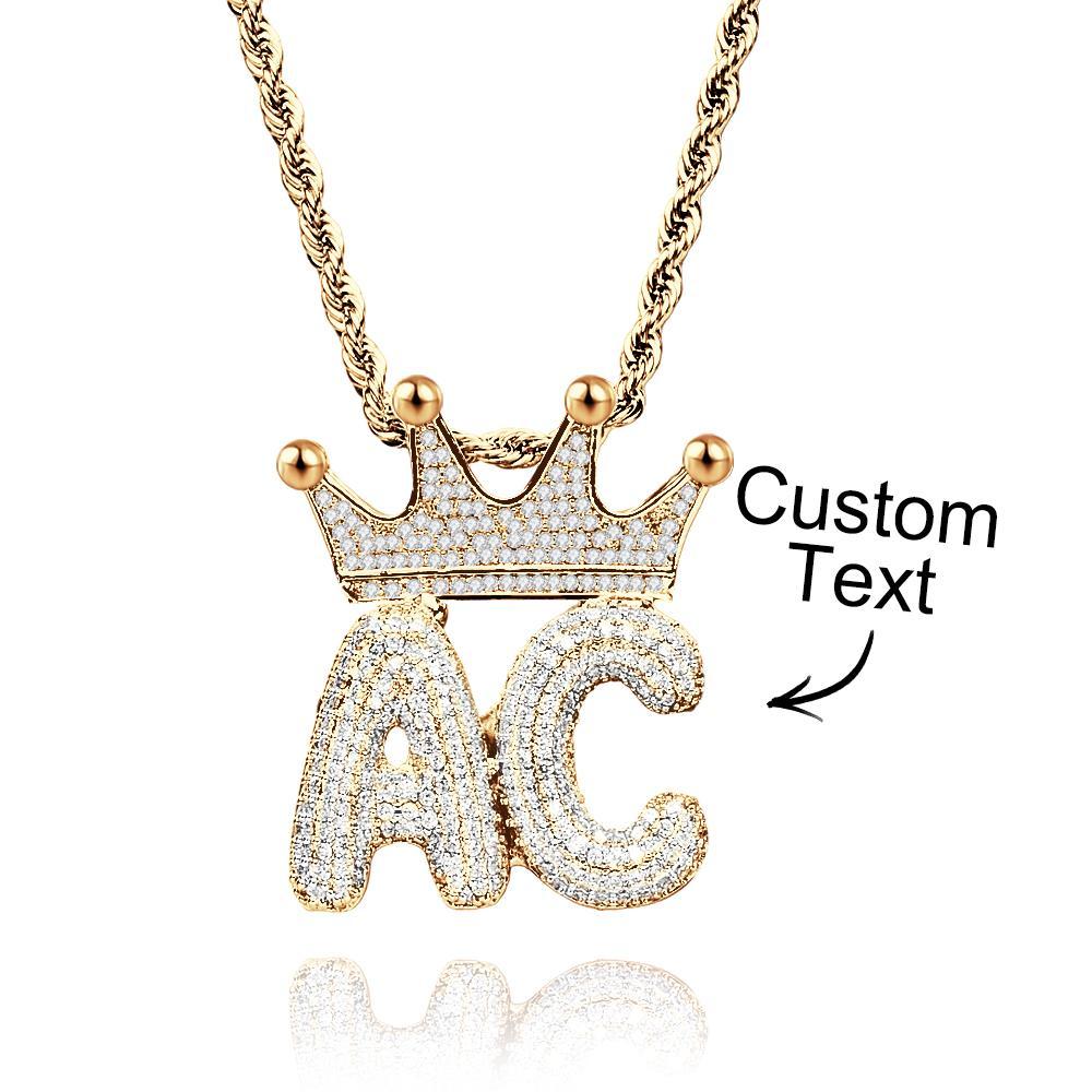 Collana Con Nome Personalizzato Con Corona Collana Hip-hop Con Catena Di Lettere Alla Moda Per Uomo - soufeelit