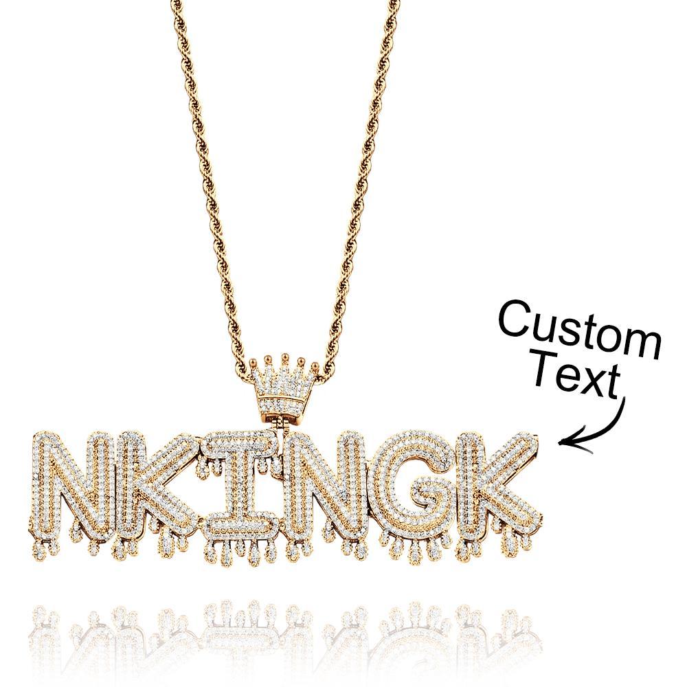 Collana Con Nome Personalizzato Con Corona Collana Hip-hop Con Catena Di Lettere Alla Moda Per Uomo - soufeelit