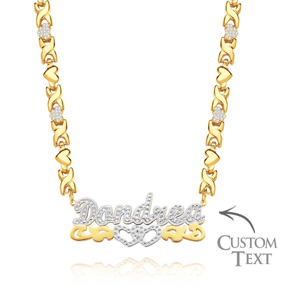 Collana Personalizzata Con Nome Hip Hop, Collana A Cuore Scavata, Regali Per Uomo - soufeelit