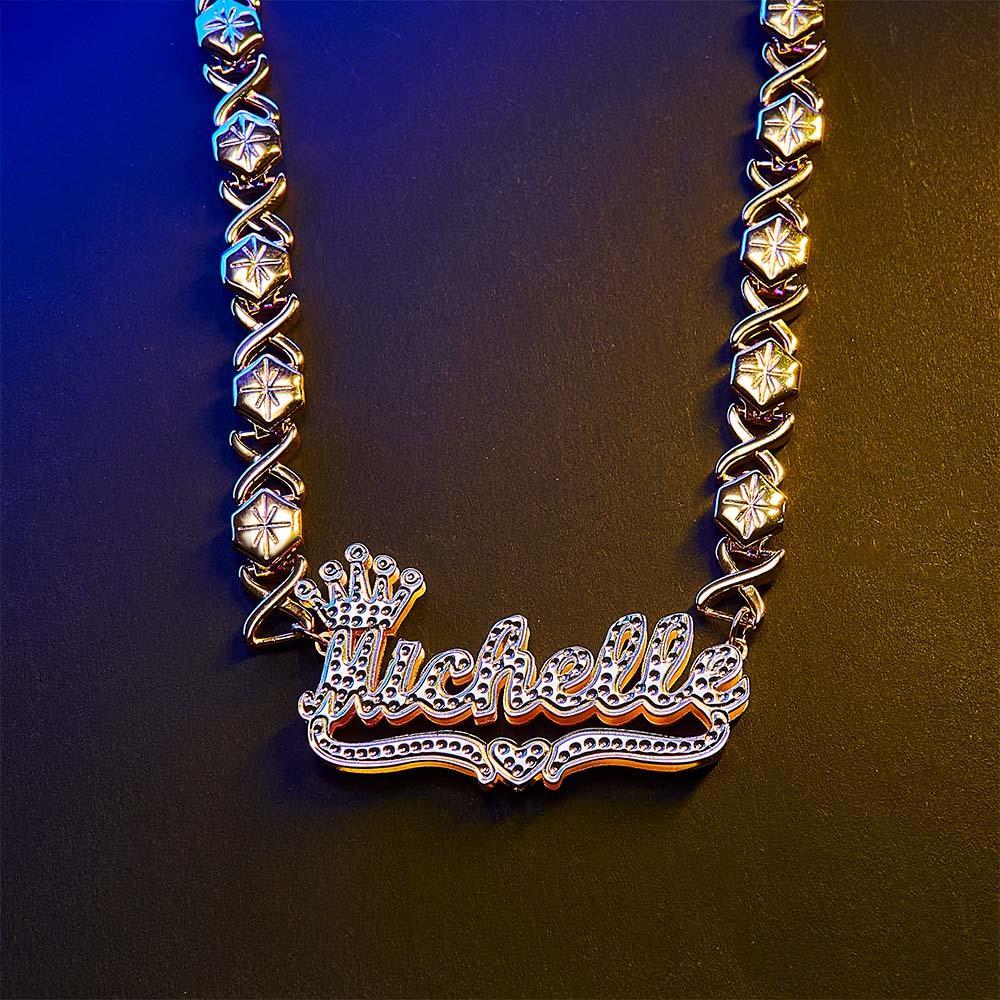 Collana Personalizzata Con Nome Hip Hop Con Collana In Metallo Bling Corona Regali Per Uomo - soufeelit