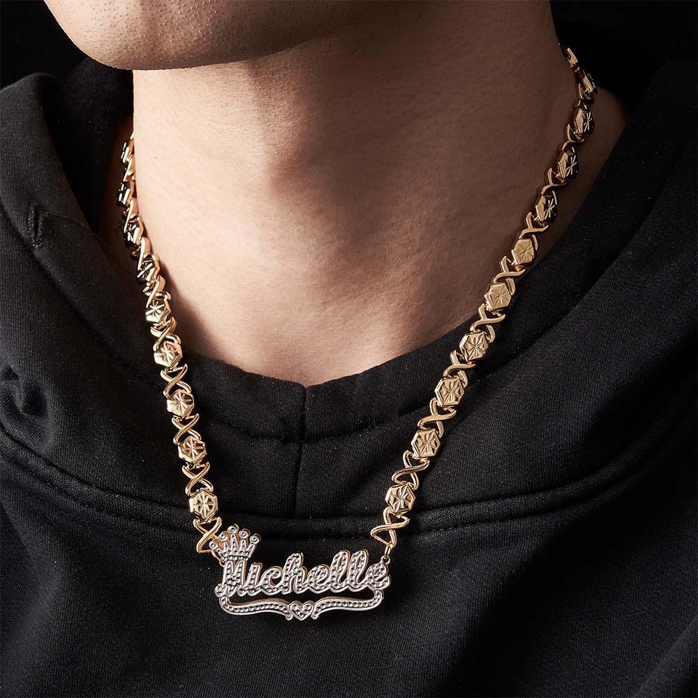 Collana Personalizzata Con Nome Hip Hop Con Collana In Metallo Bling Corona Regali Per Uomo - soufeelit
