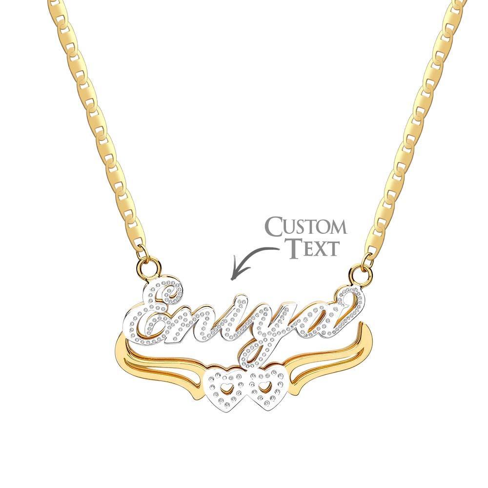 Collana Con Nome Personalizzato Collana Con Doppio Cuore Alla Moda, Regali Per Uomo - soufeelit