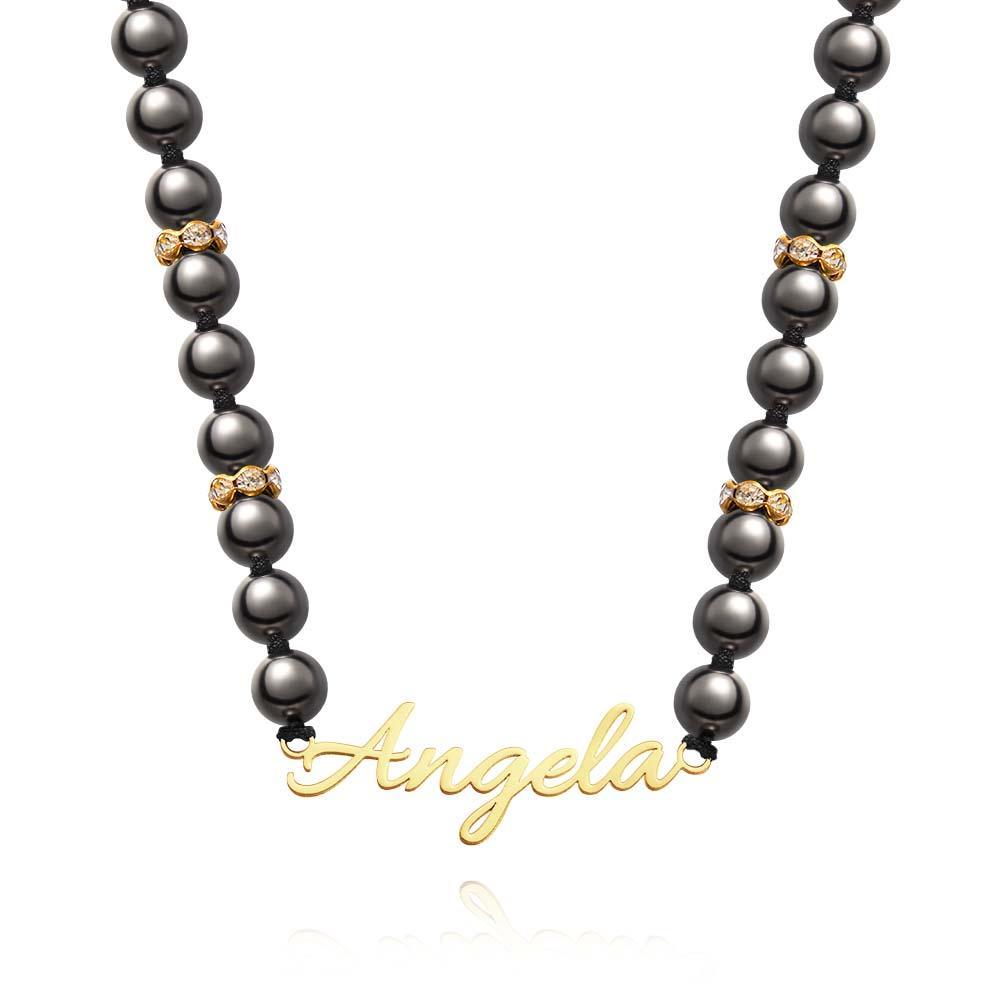 Collana Con Perline Nere Con Nome Personalizzato. Gioielli Semplici, Regali Per Lei - soufeelit