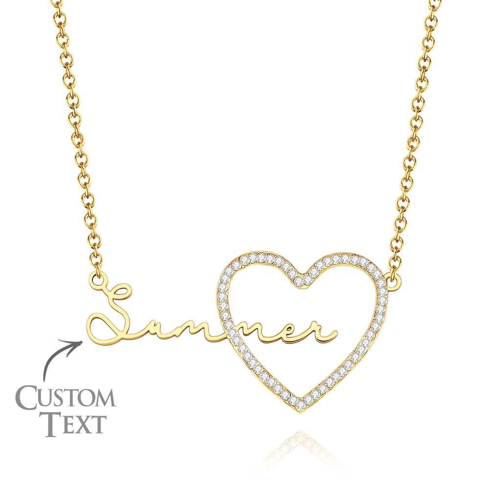 Collana Con Nome Personalizzato Collana Con Nome Ghiacciato A Forma Di Cuore, Collana Scavata, Regalo Di Gioielli Per Lei - soufeelit