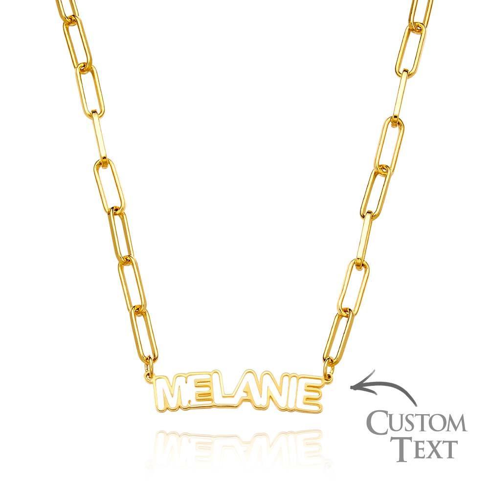Collana Con Nome Personalizzato Scavato, Regali Eleganti Di Gioielli Con Ciondolo Per Lei - soufeelit