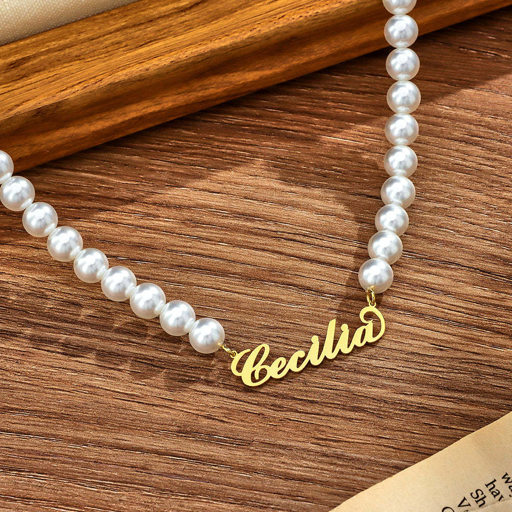 Collana Con Nome Personalizzato Perla Regalo Romantico Classico - soufeelit