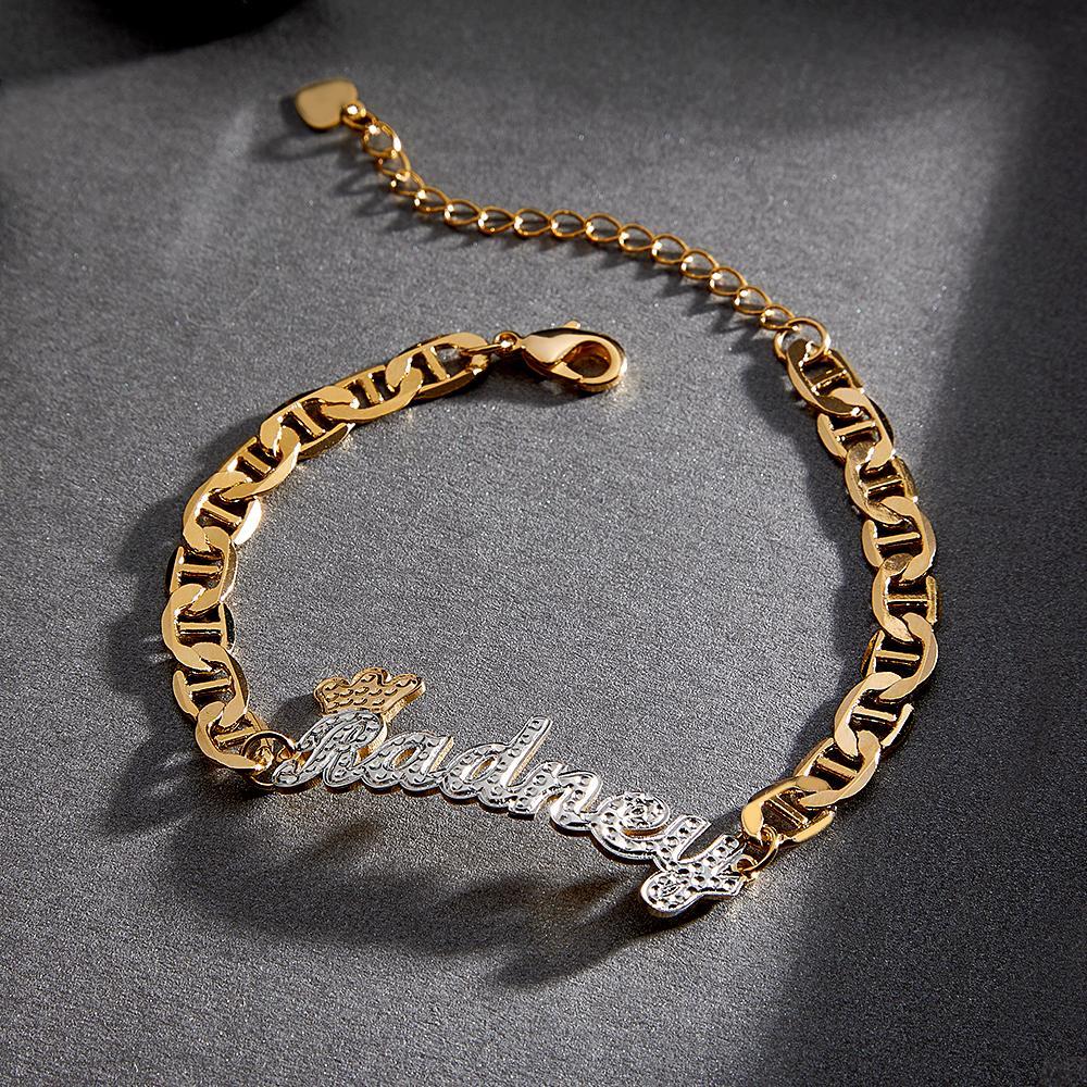 Bracciale Con Nome Trendy Personalizzato Con Catena A Corona Bracciale Hip Hop Regali Di Gioielli Per Uomo - soufeelit