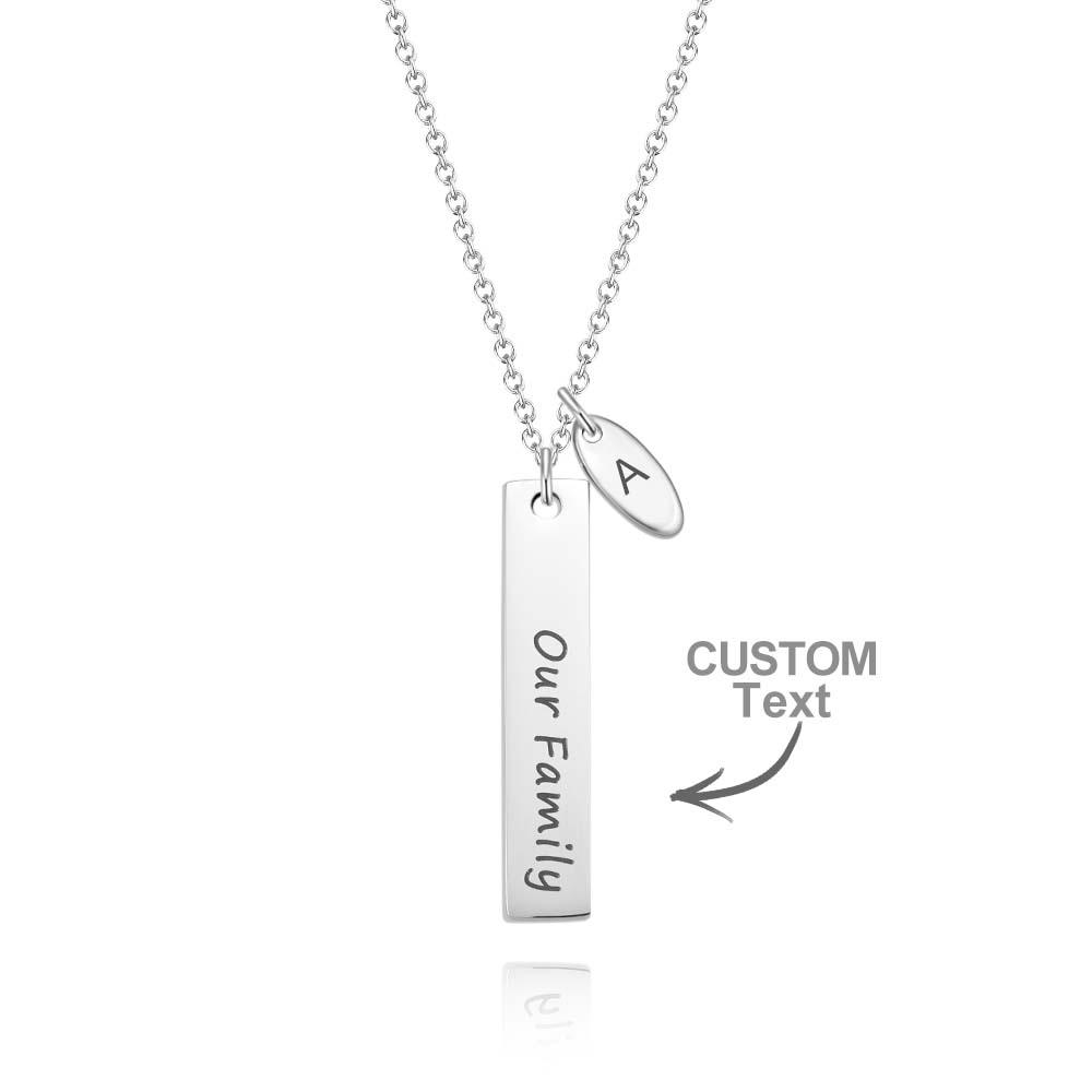 Collana Con Barra A Foglia Iniziale Personalizzata, Ciondolo Con Nome Inciso Nobile, Regali Per Lei - soufeelit