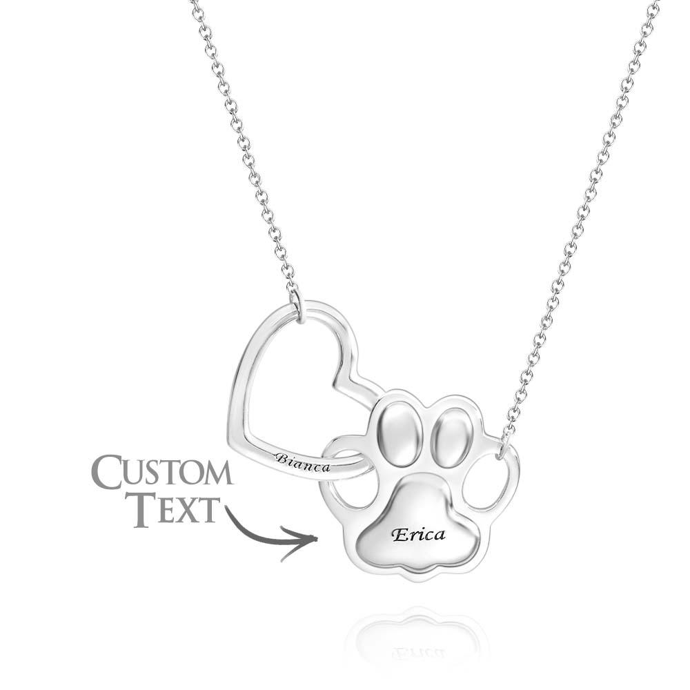 Collana Incisa Con Cuore E Zampa Di Cane, Regali Combinati Per Gli Amanti Degli Animali Domestici - soufeelit