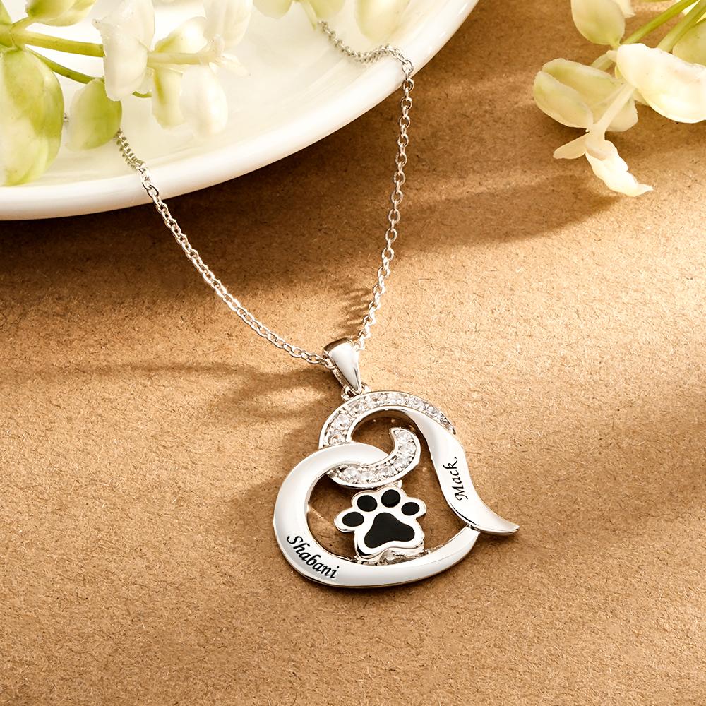 Collana Con Incisione Personalizzata Con Decorazioni A Forma Di Zampa Di Animale Domestico, Regali Per Lei - soufeelit