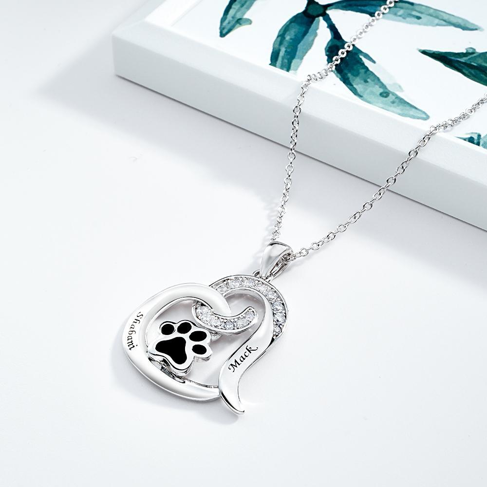 Collana Con Incisione Personalizzata Con Decorazioni A Forma Di Zampa Di Animale Domestico, Regali Per Lei - soufeelit