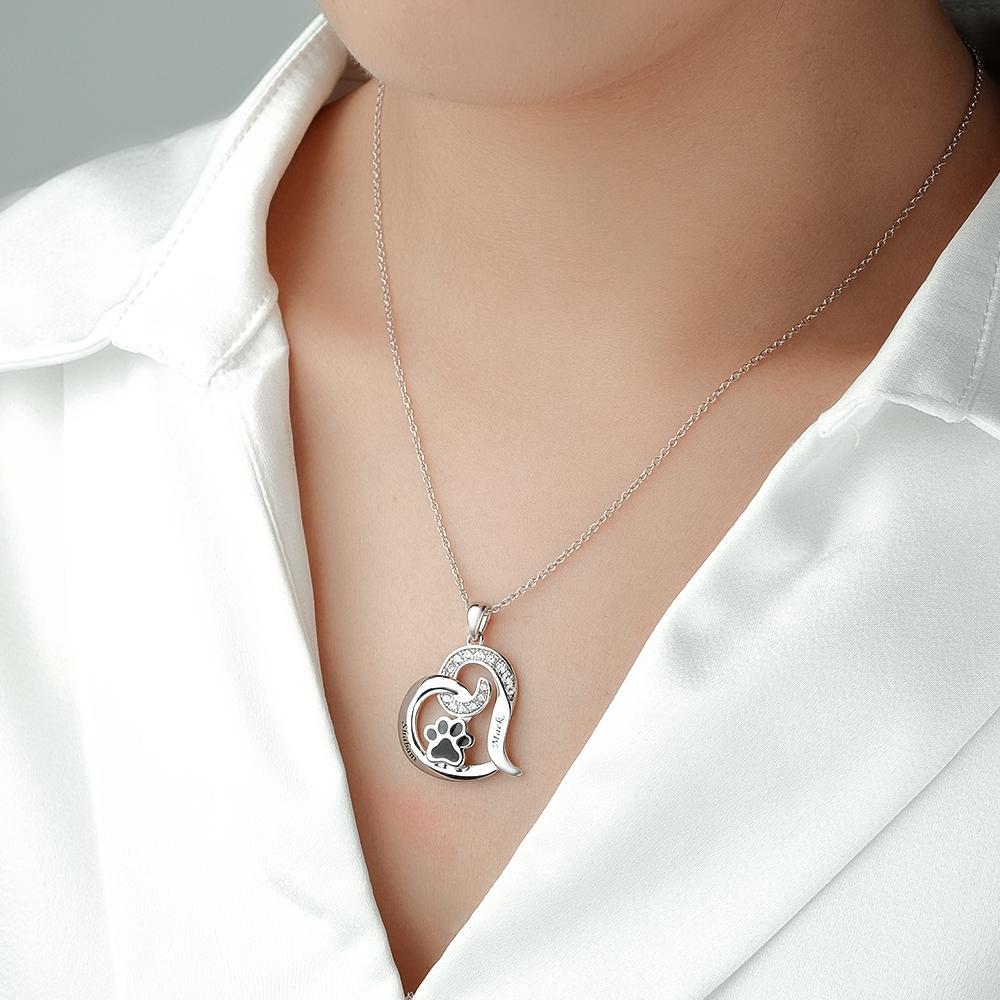 Collana Con Incisione Personalizzata Con Decorazioni A Forma Di Zampa Di Animale Domestico, Regali Per Lei - soufeelit