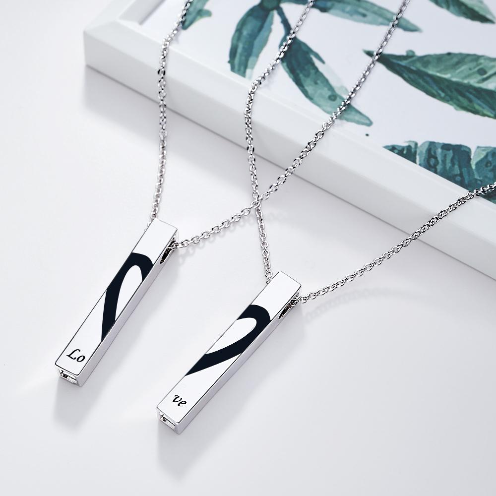 Collana Con Incisione Personalizzata, Gioielli Con Motivo A Cuore D'amore Per Coppie - soufeelit