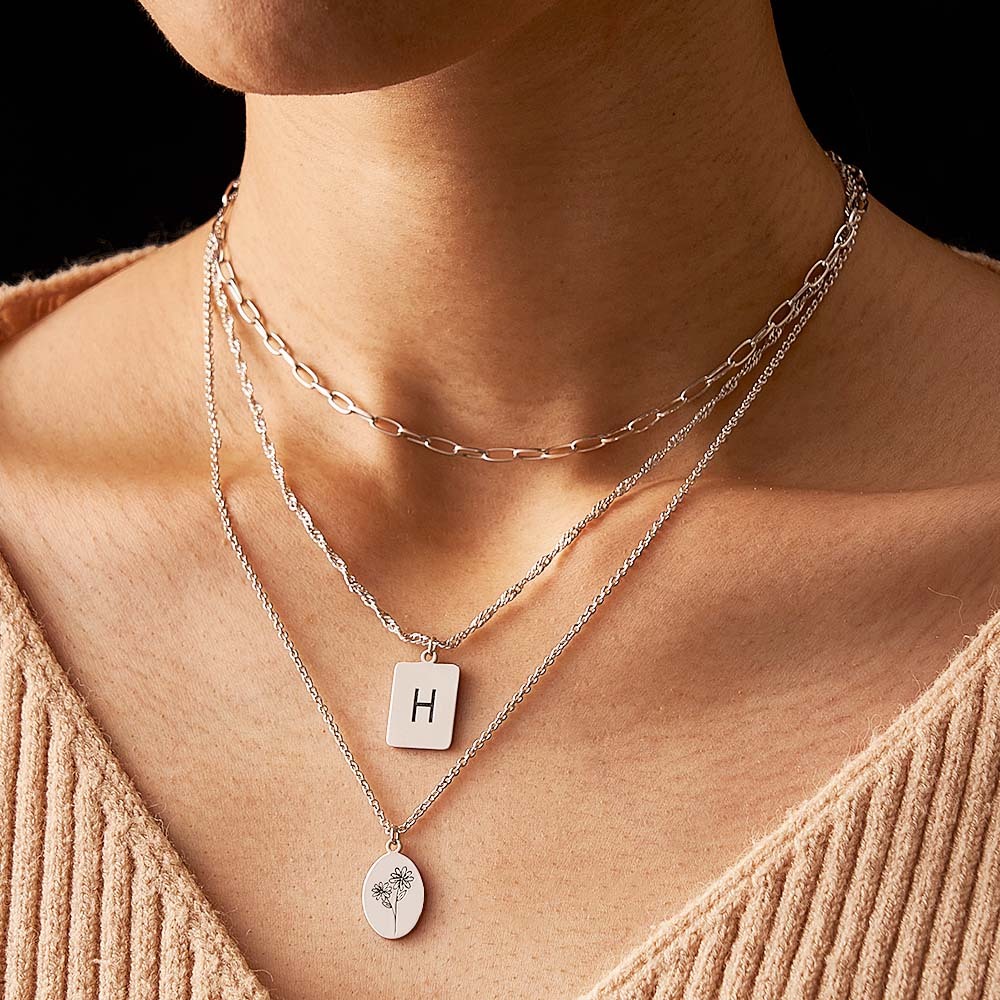 Collana Personalizzata Con Fiori Con Lettere Personalizzate, Collana Personalizzata, Regali Di Anniversario Per Le Donne - soufeelit