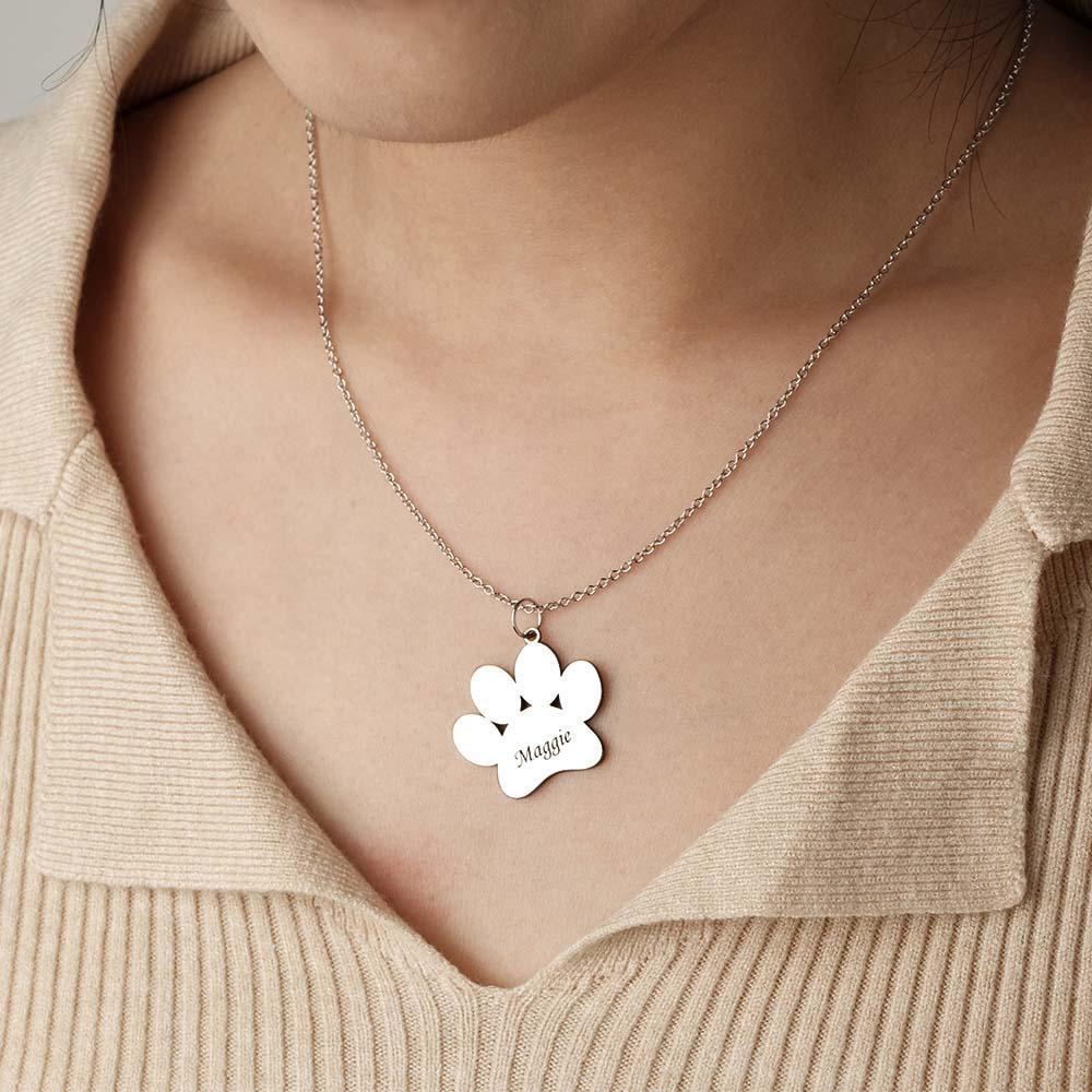Bella Collana Con Zampa Di Animale Da Incidere, Pendente Con Zampa Di Cane Per Gli Amanti Degli Animali Domestici - soufeelit