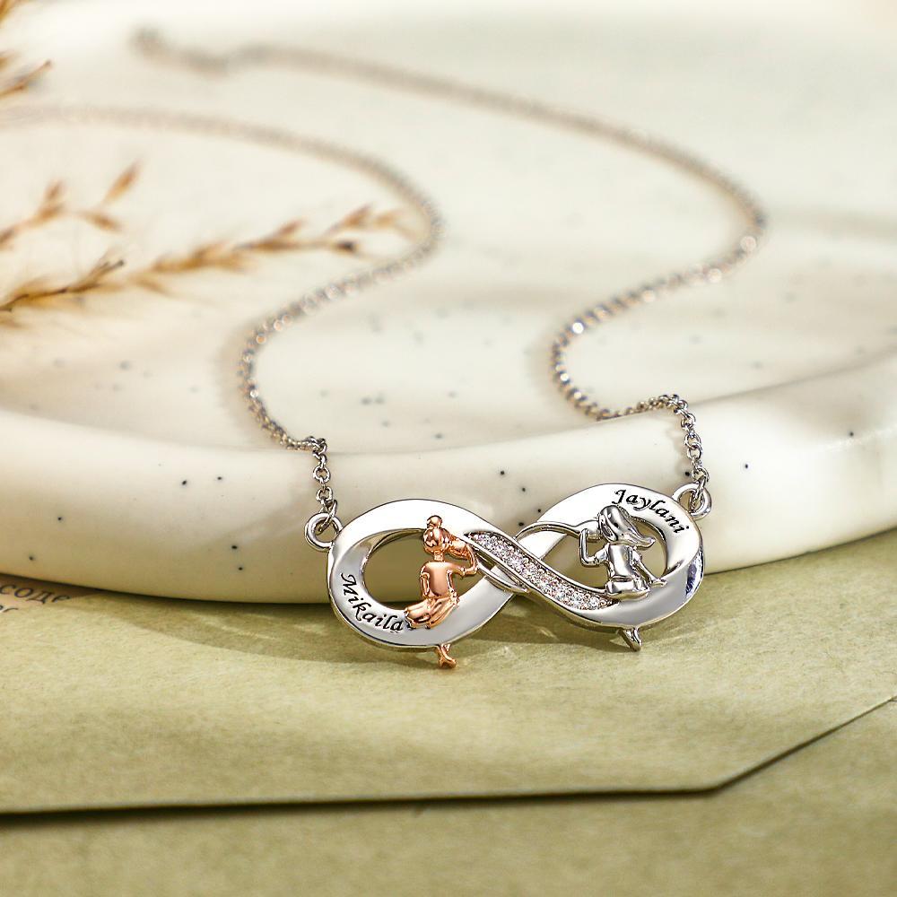 Collana Con Zirconi Incisi Personalizzati Due Ragazze Sedute Collana Per Il Tempo Libero Regali Per Gli Amici - soufeelit