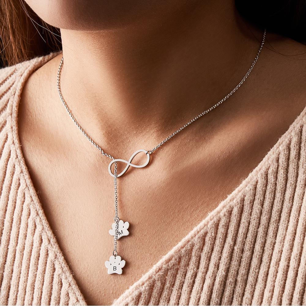 Collana Personalizzata Con Stampa Della Zampa E Lettera Collana Con Iniziali Per Amante Degli Animali Domestici - soufeelit