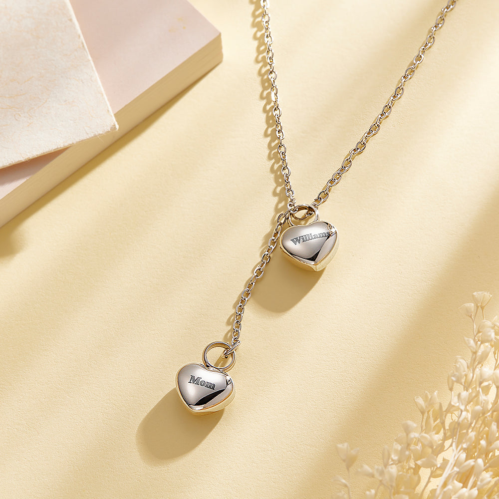 Collana Personalizzata Con Ciondolo Con Urna Di Ceneri A Doppio Cuore Con Gioielli Con Nome, Regalo Commemorativo Per Lei - soufeelit