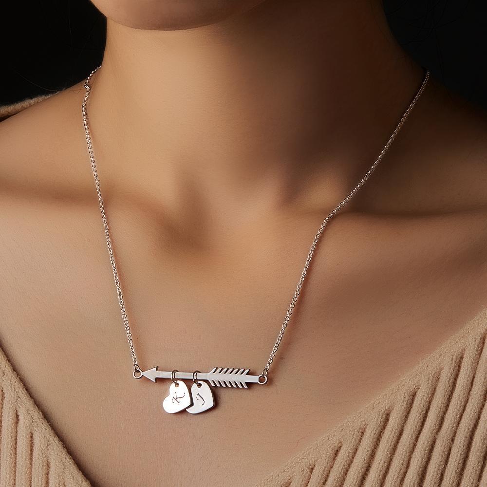 Collana Personalizzata Con Iniziali Di Lische Di Pesce, Ciondolo A Forma Di Cuore, Testo Inciso, Regalo Per Lei - soufeelit