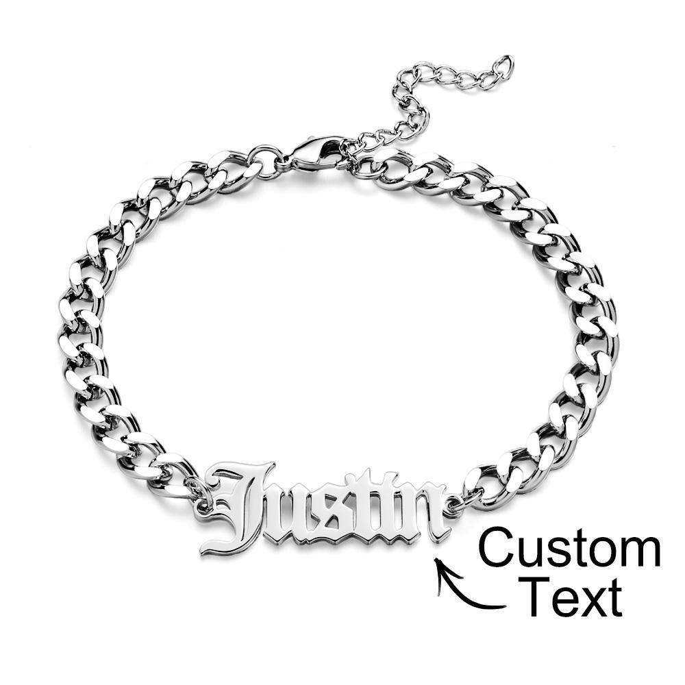 Bracciale Cubano Da Uomo Con Catena Barbazzale In Acciaio Inossidabile Con Nome Personalizzato