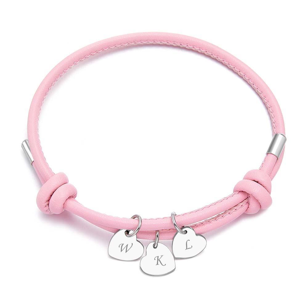 Bracciale In Pelle Inciso Con Pendenti A Cuore Squisito Braccialetto Regolabile Come Regalo Per Gli Amanti - soufeelit