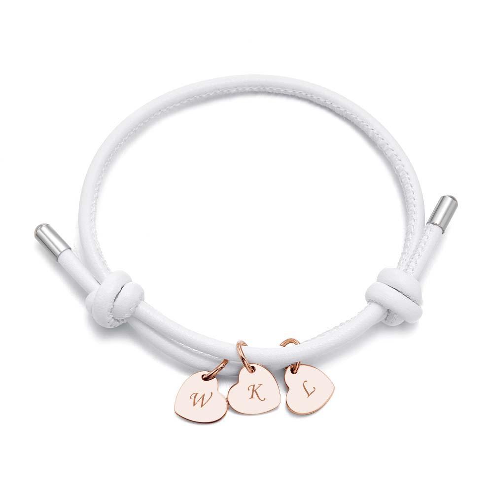 Bracciale In Pelle Inciso Con Pendenti A Cuore Squisito Braccialetto Regolabile Come Regalo Per Gli Amanti - soufeelit