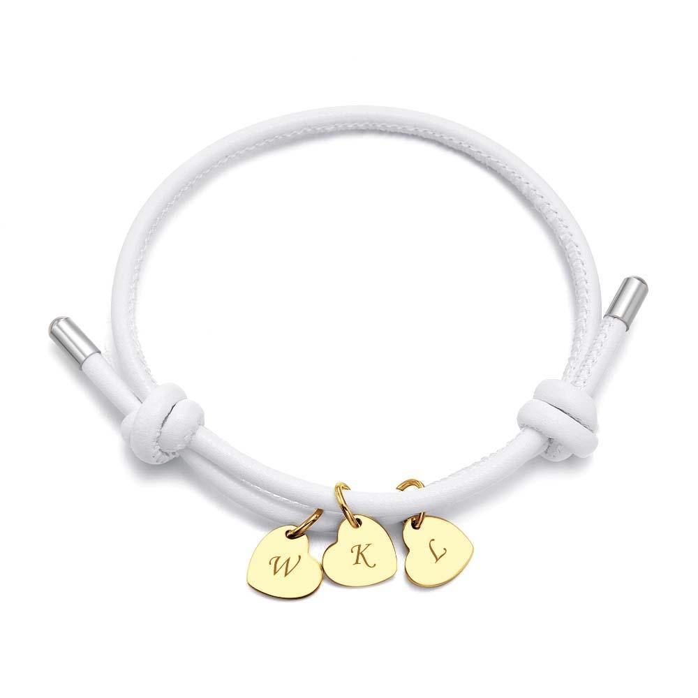 Bracciale In Pelle Inciso Con Pendenti A Cuore Squisito Braccialetto Regolabile Come Regalo Per Gli Amanti - soufeelit